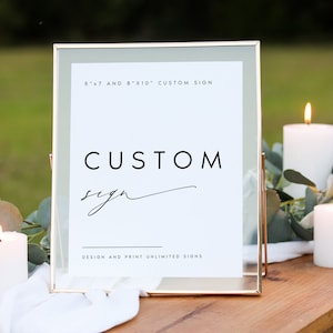 Minimalist Custom Sign Template, Modern Wedding Sign Printable, Customizable Wedding Signage, Edit in Templett FREE, Instant Download, KATE