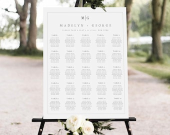 Modern Seating Chart Template, Minimalist Editable Instant Download Seating Plan, Templett, Digital Download, Wedding Seating Chart, #MDLN