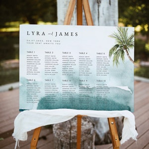 Seating Chart Template Tropical, Beach Wedding Editable Instant Download Seating Plan, Templett Digital Download Wedding Seating Chart #LYRA