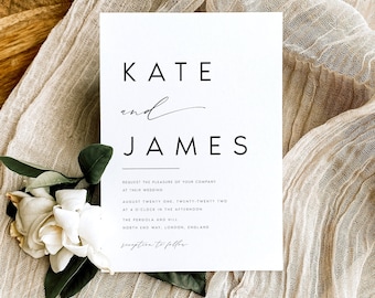 Modern Wedding Invitation Template, Minimalist, 100% Editable Template, INSTANT Download, Invite, Printable, DIY, Simple, Templett, #KATE