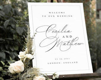 Wedding Welcome Sign Template, Classic & Elegant, Editable, Welcome To Our Wedding Sign, Printable, INSTANT Download, Calligraphy, #CCL