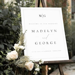 Wedding Welcome Sign Template, Welcome Wedding Sign, Minimalist Script Wedding Welcome Sign, Modern Wedding Signs, Large Wedding Sign, #MDLN