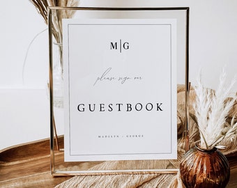 Minimalist Guestbook Wedding Sign, Modern Guest Book Wedding Signage, Instant Download, Printable Sign, Editable Template, Minimal, #MDLN