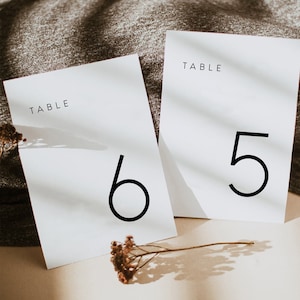 Modèle de numéro de Table moderne minimaliste, décorations de mariage élégantes et imprimables, script moderne, modifiable, téléchargement numérique, Templett, DIY # VAL56