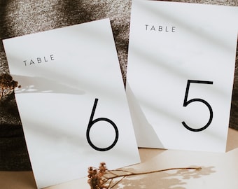 Minimalist Modern Table Number Template, Elegant Printable Modern Script Wedding Decors, Editable, digital download, Templett, DIY #VAL56