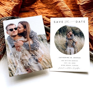 Photo Save the Date Cards for Wedding, Minimal Wedding Save The Date Cards, Custom Self Editable Wedding Card Template, Edit Yourself, #KATE