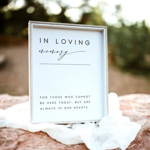 In Loving Memory Sign Template, Modern Wedding Sign Printable, 5x7 and 8x10, Wedding Template, Wedding Sign, Edit with TEMPLETT, #KATE