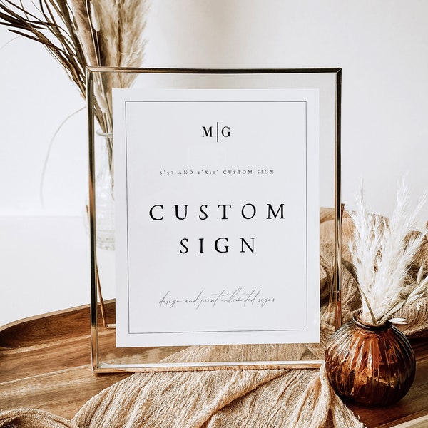 Elegant Wedding Sign Template, Minimalist Custom Sign Printable, 5x7 & 8x10, Wedding Template, Wedding Sign, Vertical Sign, TEMPLETT, #MDLN