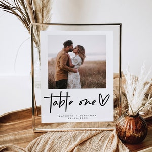 Photo Table Number Template, Editable Minimalist Wedding Table Number, Modern Wedding, 100% Editable, Modern Table Numbers Printable, #KTHR