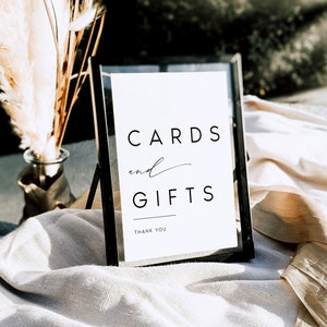 Minimalistische kaartsjabloon voor kaarten en geschenken, bord voor kaarten en geschenken afdrukbaar, 5 x 7 en 8 x 10, moderne bruiloftsjabloon, bewerkbaar trouwbord #KATE