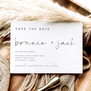 Moderne Save the Date Karten für Hochzeit, Hochzeitskarten, Minimale Save the Date Hochzeitskarten mit Umschlag, Hochzeitskarten, #BONNIE