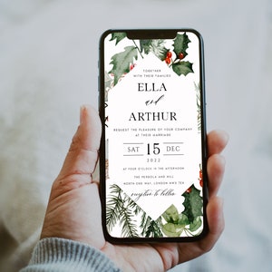 Winter Hochzeit elektronische Einladung, Hochzeit Evite, Ferienzeit, digitale Einladung, Weihnachten, Textnachricht, Sofort Download, #ELLA