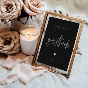 Modern Wedding Guestbook Sign, Editable Template, Printable Guest Book Sign, Calligraphy, Tabletop Sign, Instant Download, 5x7, 8x10, #BRLLE