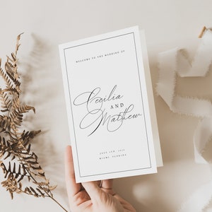 Plantilla clásica de programa de boda plegable, plantilla tradicional de programa de boda plegada, programa de boda imprimible, diseño elegante e instantáneo, #CCL