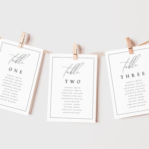 Minimalist Wedding Seating Card Template, Seating Plan, Editable, Instant Download Seating Chart, Templett, Elegant Calligraphy, #MDLN