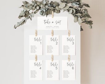 Modern Wedding Seating Chart Template, Minimalist Seating Plan (Digital Download) HARTH