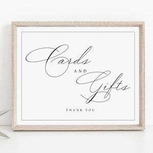 Classic Cards and Gifts Sign Template, Printable Elegant Cards and Gifts Sign, 5x7 and 8x10 Wedding Template, Wedding Sign, TEMPLETT, #CCL