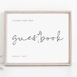 Please Sign Our Guestbook Sign Printable, Wedding Guestbook Sign Instant DIY, Sign Our Guestbook, Modern Minimalist Wedding Signage, #BONNIE