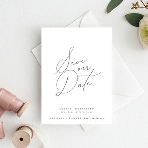 Simple Save the Date Cards, Save the Date Wedding Announcement, Calligraphy Save the Date Pack, Modern Save the Date Postcard Invite image 3