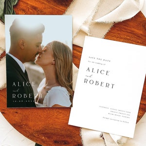 GEDRUCKTE Minimal Bogen Foto Sparen Sie die Datumskarte, minimalistische moderne gewölbte Hochzeit Sparen Sie das Datum, Sparen Sie unsere Datumskarte mit KOSTENLOSEN Umschlägen, #ALC
