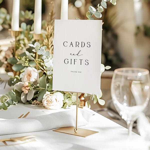 Wedding Cards and Gifts Sign Template, Elegant Minimalist Design, Canva Wedding Decor (Digital Download) ADELAINE