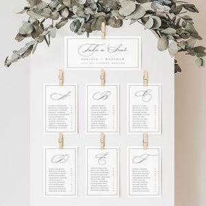 Modello minimalista per la tabella dei posti a sedere per matrimonio DOWNLOAD IMMEDIATO Classico, elegante, semplice, cartello per il piano del matrimonio stampabile, prendi posto, modificabile, #CCL
