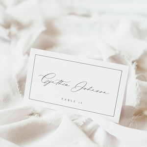 Plantilla para tarjeta de lugar de boda, clásica y con borde, con diseño de carpa y plano, elegante, imprimible, editable, descarga instantánea, #CNTH