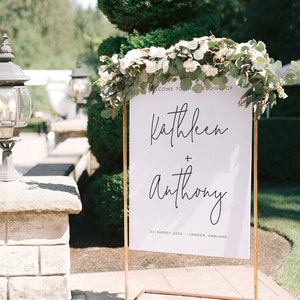 Minimalist Wedding Welcome Sign, Welcome Wedding Sign, Script Wedding Welcome Sign, Modern Wedding Signs, Large Wedding Sign, #KTLN