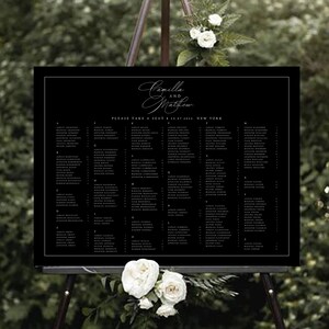 Black Wedding Seating Chart Template, Minimalist Printable (INSTANT Download) CMLA