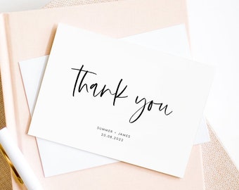 Minimalist Thank You Card Template, Modern Flat Thank You Card, Script Thank You, Fully Editable Instant Download, Templett, #SMMR