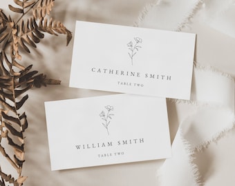 Minimalist Wedding Escort Card Template, Elegant Printable Place Card, Editable Name Card Digital Download, INSTANT Download, DIY, #CATHER