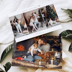 Christmas Photo Card Template Editable with Templett, DIY Christmas Photo Collage, Holiday Card Photo Collage, Social Media, Instagram