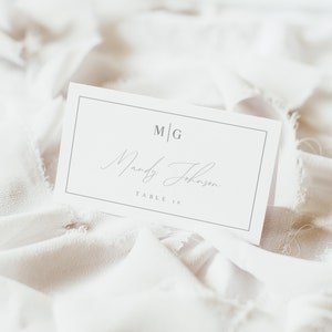 Modelo de cartão de lugar para casamento, clássico e com borda, plano e com tenda, cartão de lugar elegante, para impressão, editável, cartão de download instantâneo, #MNDY