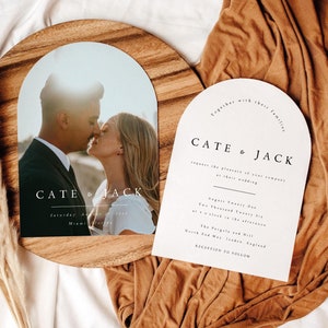 IMPRIMÉ + EXPÉDIÉ Faire-part de mariage voûté élégant avec enveloppes gratuites, faire-part de mariage élégant minimaliste, faire-part de mariage voûté, #CATE