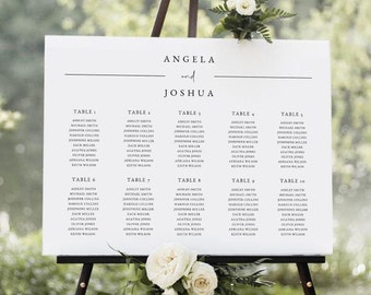 Modern Wedding Seating Chart, Elegant Seating Chart Template, Minimalist Editable Instant Download Seating Plan, Templett, DIY, #M05S