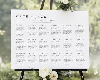 Modern Seating Chart Template, Minimalist Editable Instant Download Seating Plan, Templett, Digital Download, Wedding Seating Chart, #CATE