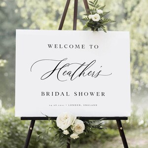 Modern Bridal Shower Welcome Sign PRINTABLE, Minimalist Welcome Sign Template, Landscape Bridal Shower Sign, Instant Download, #HEATH