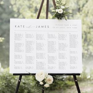 Minimalistische zitplaatsen grafieksjabloon, moderne bewerkbare Instant Download zitplaatsen plattegrond, Templett, digitale download, bruiloft zitplaatsen grafiek, #KATE