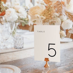 Modèle de numéro de table minimaliste, numéro de table moderne imprimable, décoration de mariage bricolage, Templett, modifiable, téléchargement immédiat, # VAL56