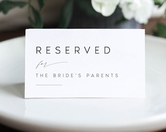 Reserved Sign Template, Editable Minimalist Wedding Reserved Sign, Modern Reserved Sign, DIY Reserved Signs, Digital Download Templett #KATE