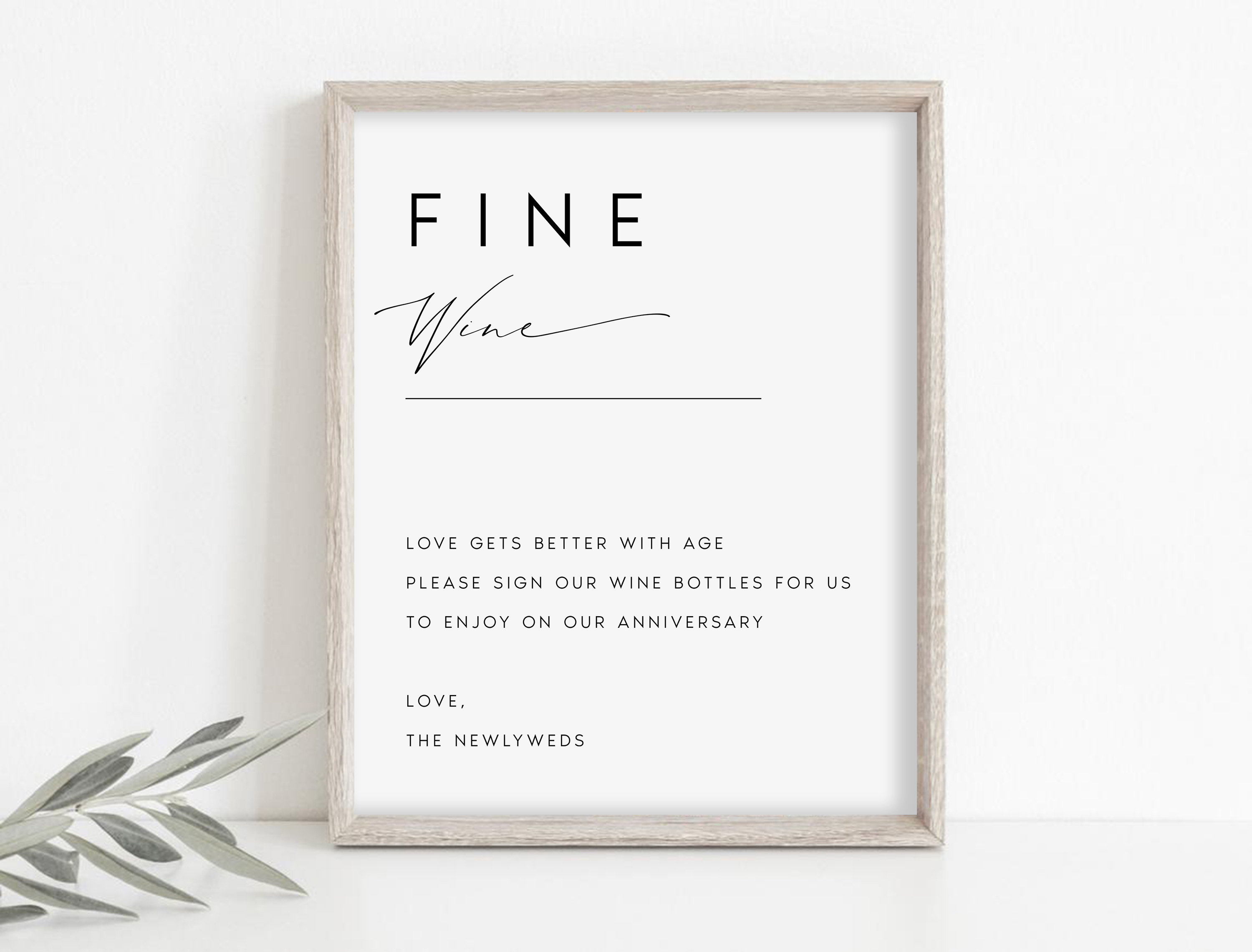 Tabletop Fine Wine Sign Template, Wedding Sign Wine Bottles Sign Printable, Wedding Template, Minimalist Wedding Sign, TEMPLETT, #KATE