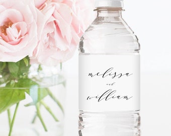 Water Bottle Label Template, Elegant Script, Modern Bottle Label, Minimalist, TRY BEFORE You Buy, Editable Instant Download, #MELIS