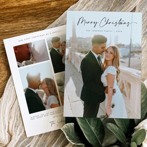 Modèle de carte de Noël photo, carte de vœux élégante, carte de Noël minimaliste, carte de Noël arche, joyeux Noël, modèle modifiable