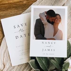 GEDRUKTE dubbelzijdige foto-save-the-date-kaarten, minimalistische moderne bruiloft-save the date-kaart, Save Our Date-kaart met GRATIS enveloppen, #NNC
