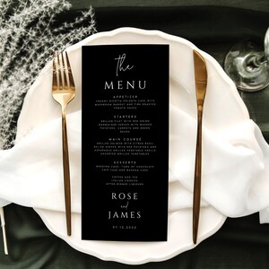 Black Wedding Menu Template Modern Wedding Dinner Menu - Etsy