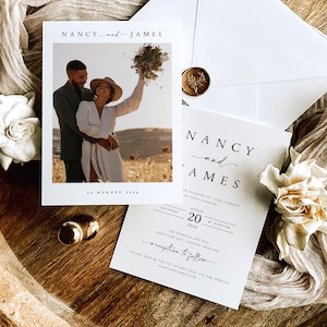 Minimalist Wedding Invitation Template, Modern Wedding Invite, Boho Wedding Invitation, Photo Wedding Invitation, Editable Template, #NNC
