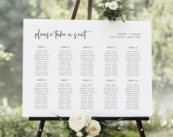 INSTANT DOWNLOAD Ethereal Wave Wedding Seating ChartTemplate Beach Wedding Seating Chart Sign DIY Fully Editable Printable Templett V02