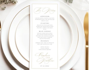 Elegante gouden bruiloft menusjabloon (digitale download) CNDC