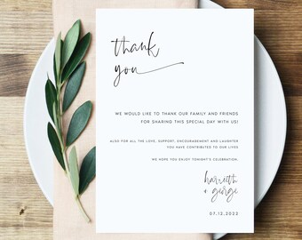 Minimalist Wedding Thank You Card Template, Calligraphy Script (Instant Download) HARTH