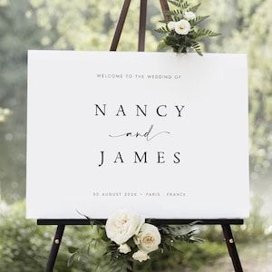 Minimalist Wedding Welcome Sign Template, Modern Wedding Welcome Sign, Printable Elegant Welcome Sign Wedding, Templett Wedding Sign , #NNC